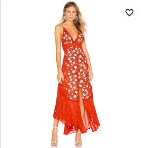 Free People Red Floral Maxi Dress